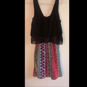 Multicolor tribal print popover dress